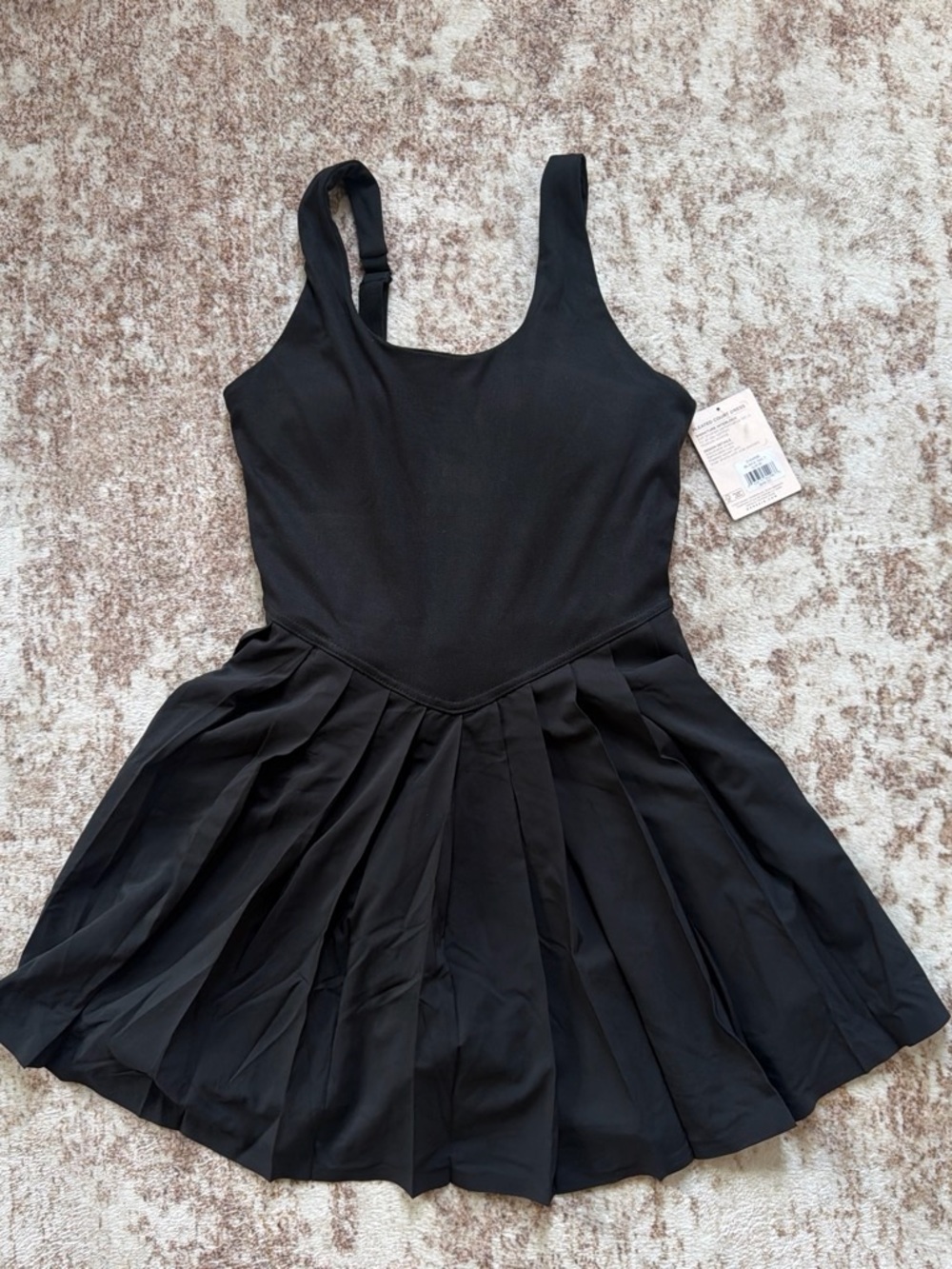 Danskin Black Pleated Tank Skater Dress